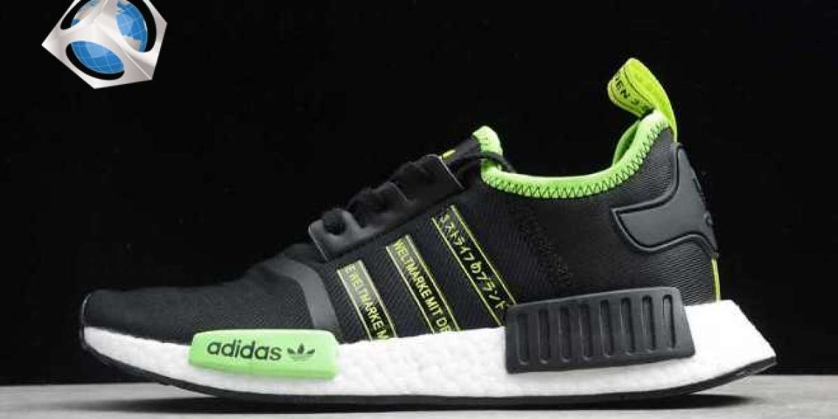 2020 adidas NMD R1 Black/Signal Green FX1032 Shoes
