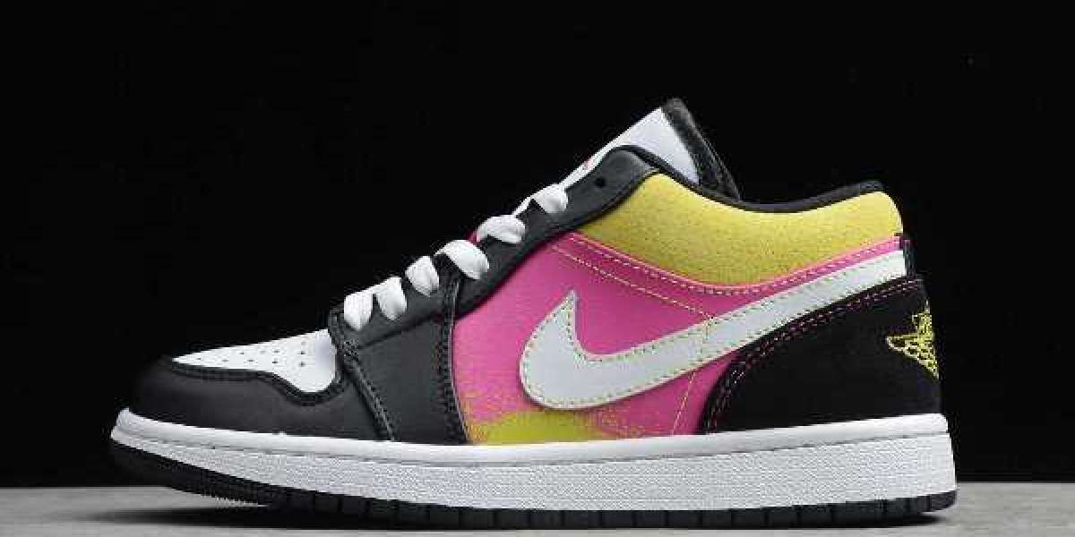 2020 Air Jordan 1 Low “Spray Paint” Black/Active Fuchsia-Cyber-White Shoes
