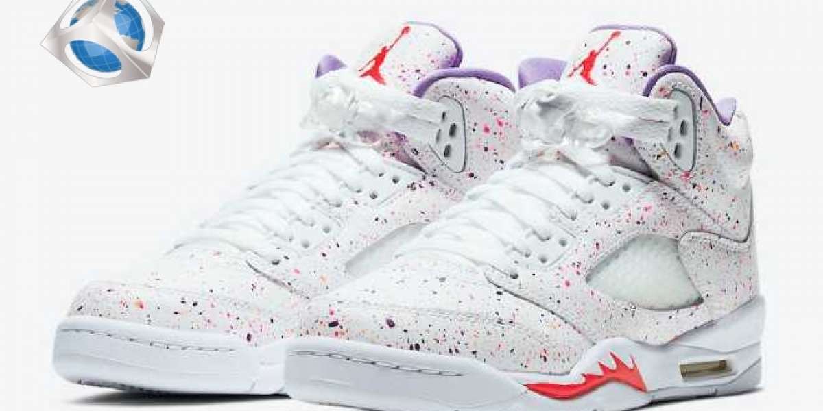 CT1605-100 Air Jordan 5 GS “Easter” White/Laser Crimson-Voltage Purple Shoes