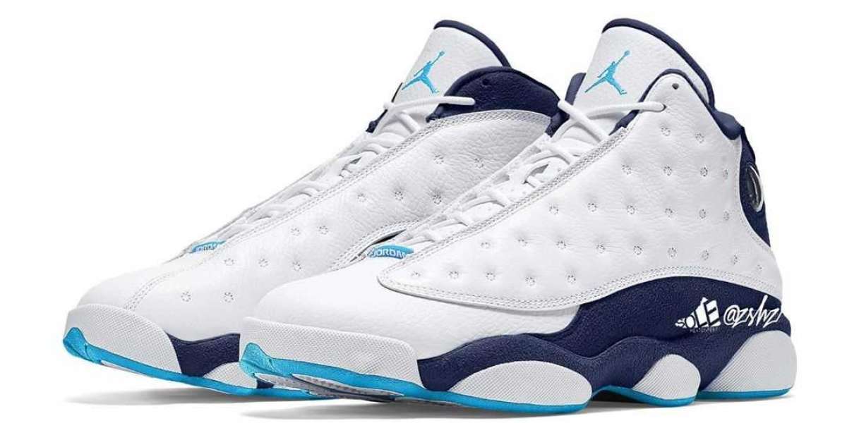 414571-144 Air Jordan 13 “Obsidian” White Powder Blue sneakers releasing summer 2021