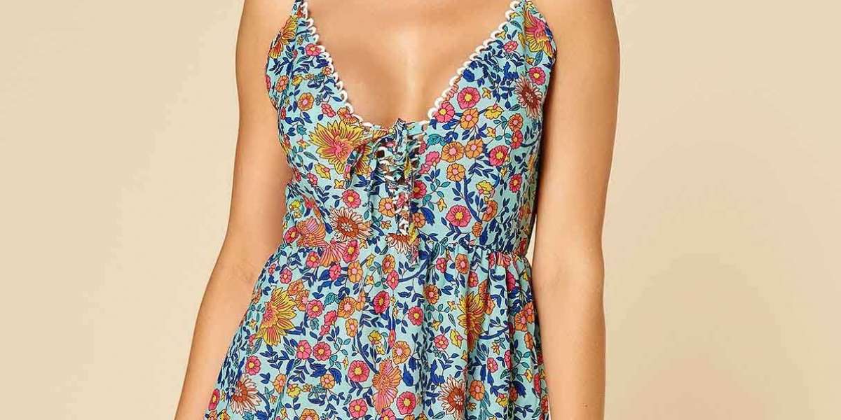 Pink Halter V-Neck Sleeveless Floral Print Criss-Cross Tie-Up High-Waisted Bikini Swimsuit
