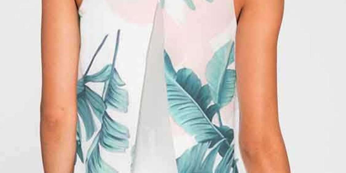 Crew Neck Printed Tassel Cut Out Sleeveless Camis