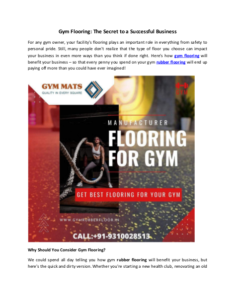 Gym Flooring - The Secret to a Successful Business | edocr