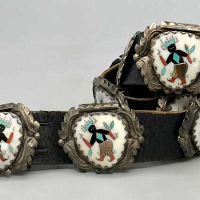 Vintage Multi-Stone Inlay Concho Belt Profile Picture