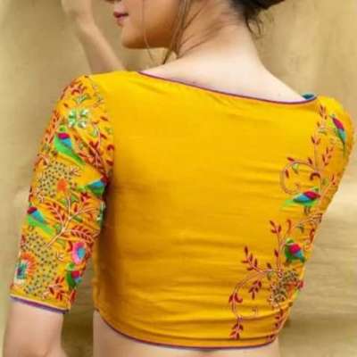 Floral Embroidery Applique Work Boat Neck Blouses(Add To Cart 15% Off) Get Extra 10% Discount on All Profile Picture