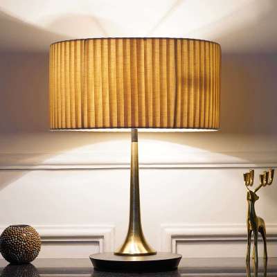 Albert Brass And Black Metal Table Lamp With White Cotton Shade Profile Picture